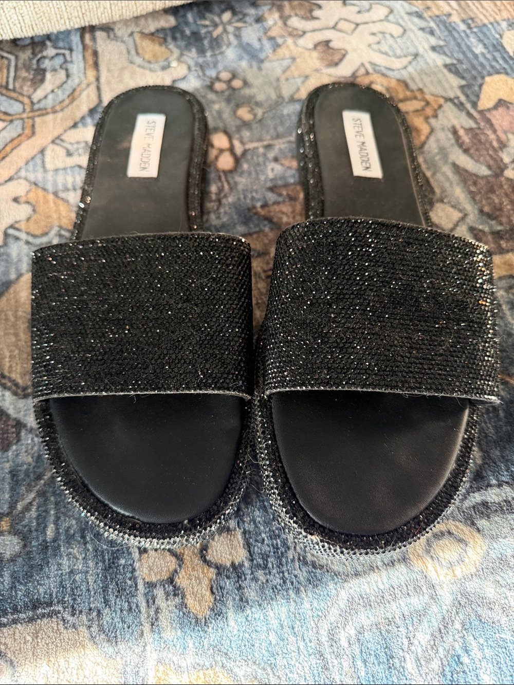 Crystal-Embellished Slide Mules